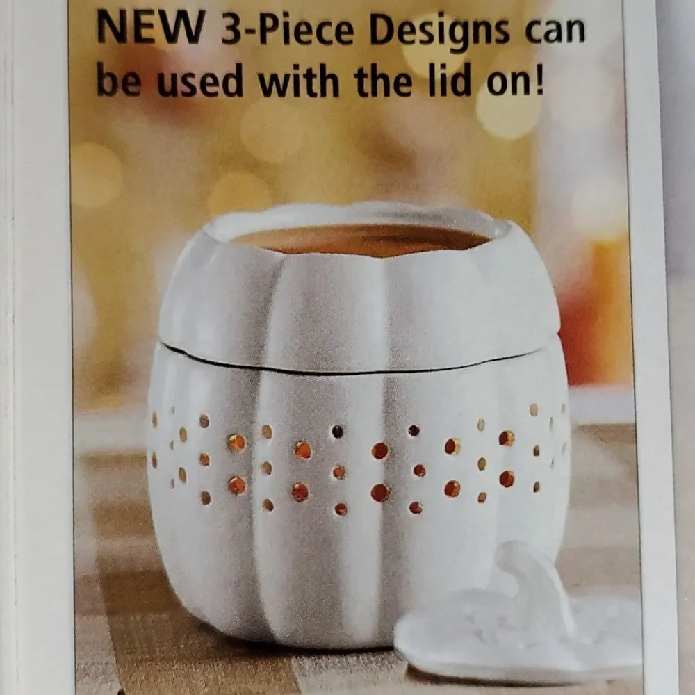 🔸️🔸️NIB PartyLite White 3 Piece Pumpkin Fragrance Warmer - Picture 5 of 7